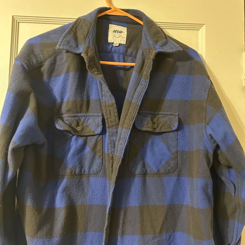 Aerie Blue and Black Plaid Jacket